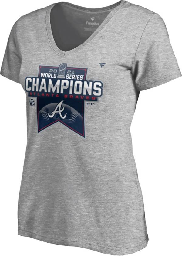 MLB Women's 2021 World Series Champions Atlanta Braves Locker Room V-Neck T-Shirt