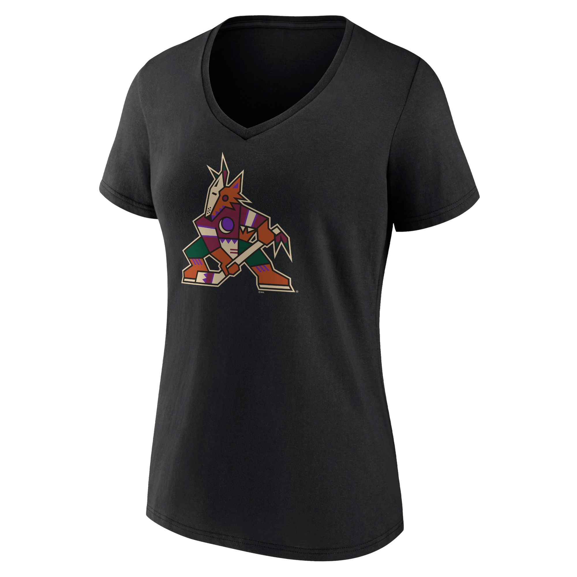 NHL Women's Arizona Coyotes Team Black V-Neck T-Shirt