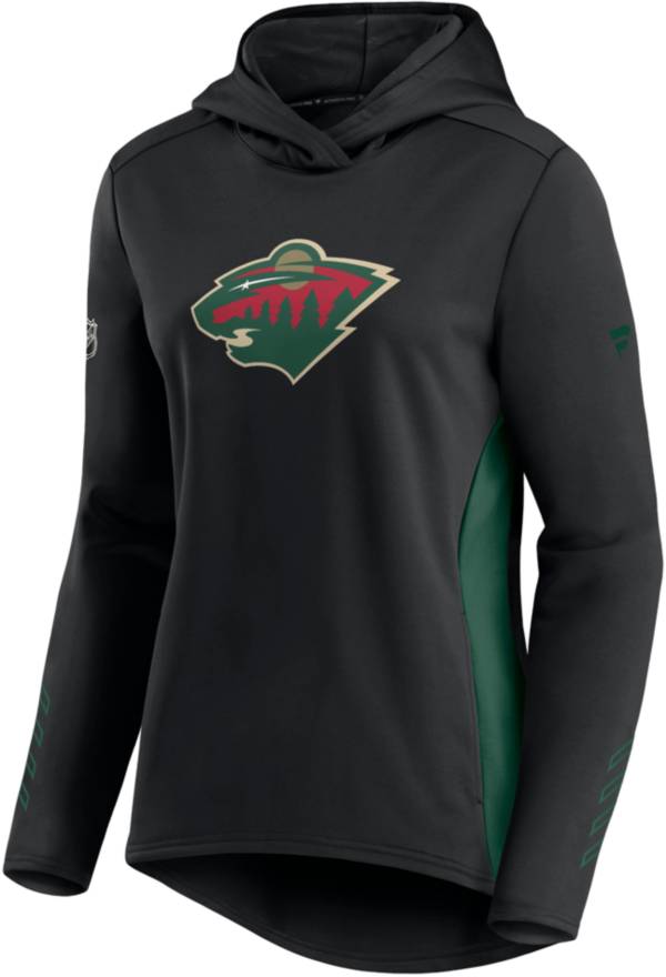 NHL Women's Minnesota Wild Authentic Pro Locker Room Black Pullover Hoodie