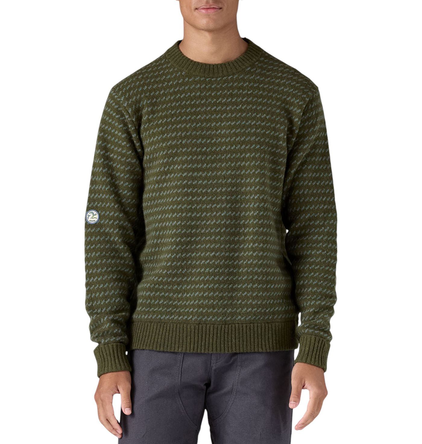 Patagonia Men s Recycled Wool Blend Sweater Fisherman Stitch Pine Needle Green S