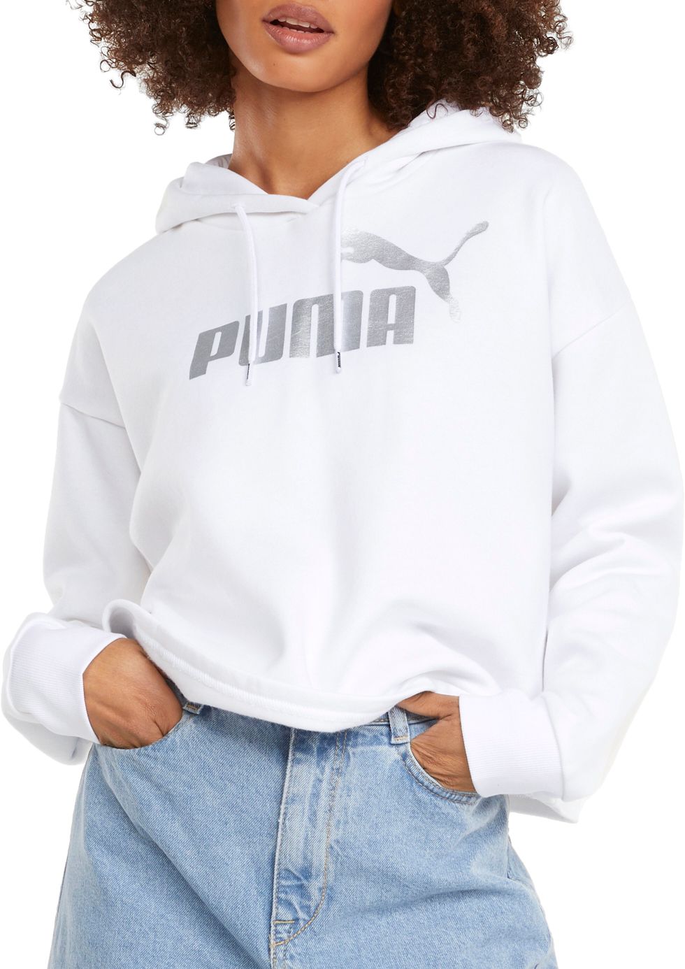 puma white cropped hoodie