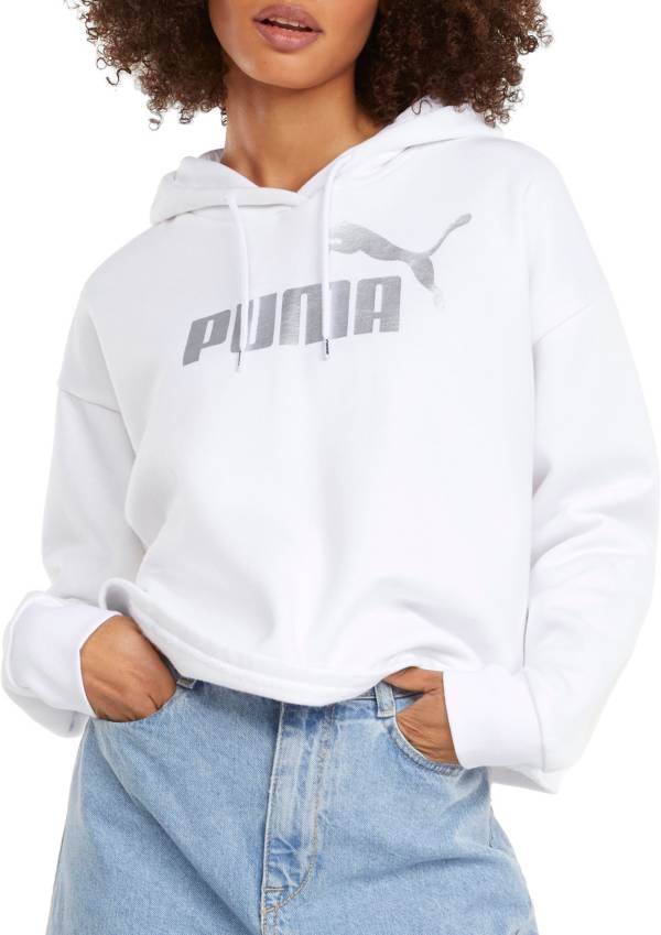 Puma Women s Cropped Metallic Logo Hoodie