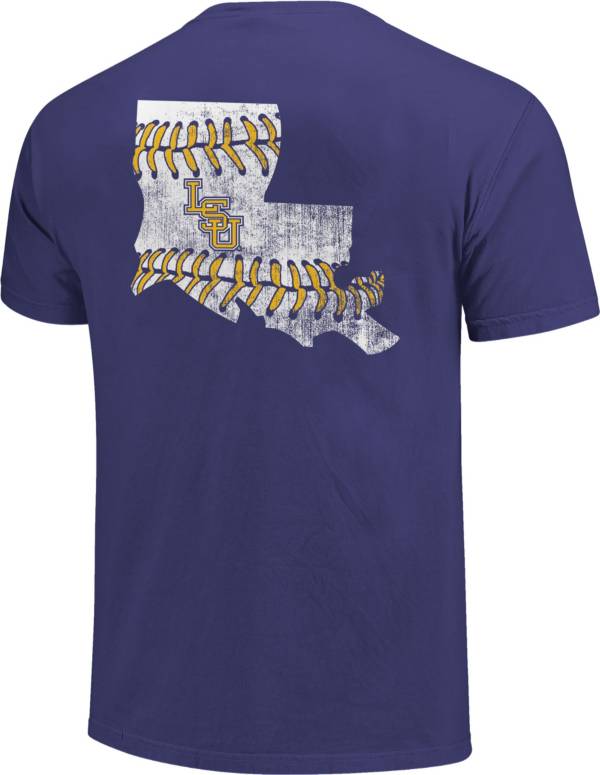 Image One LSU Tigers Purple Baseball Laces T-Shirt