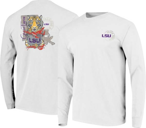 Image One Men's LSU Tigers White Hyperlocal Long Sleeve T-Shirt