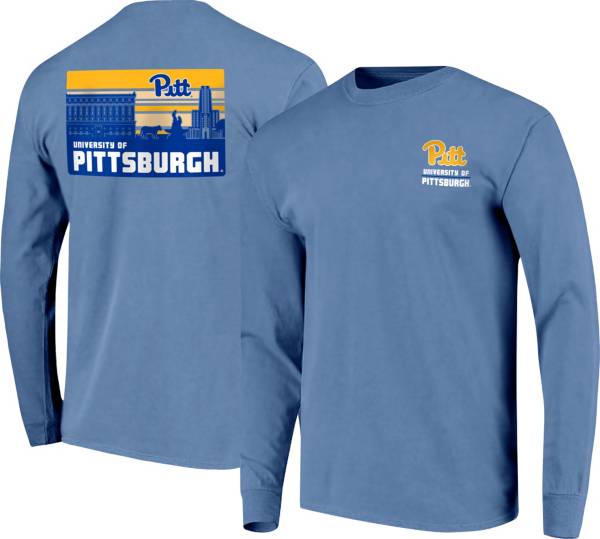 Image One Men's Pitt Panthers Blue Campus Skyline Long Sleeve T-Shirt