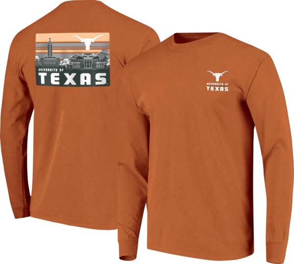 Image One Men's Texas Longhorns Burnt Orange Campus Skyline Long Sleeve T-Shirt