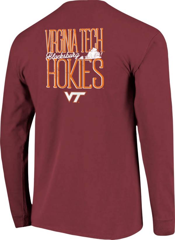 Image One Men's Virginia Tech Hokies Maroon Tall Type State Long Sleeve T-Shirt product image