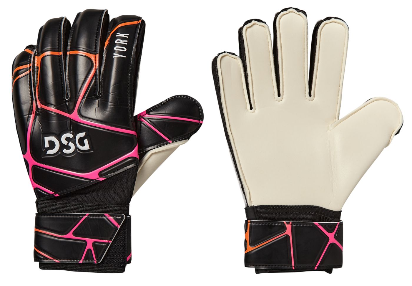 DSG Adult York Goalkeeper Gloves Men s Size 10 Black Pink Orange