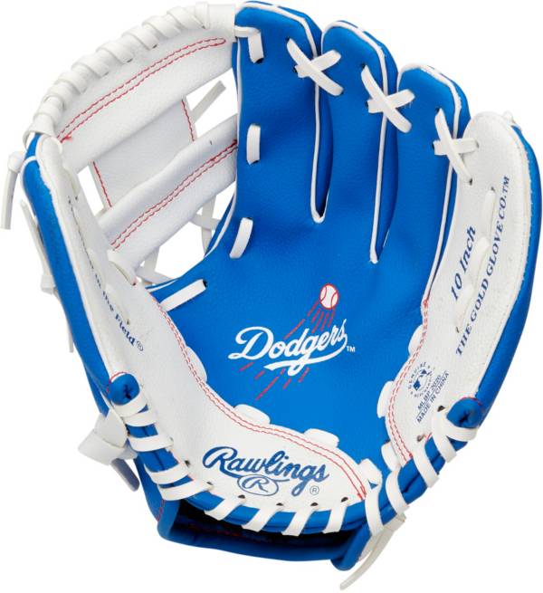 Blue and cheap white baseball gloves