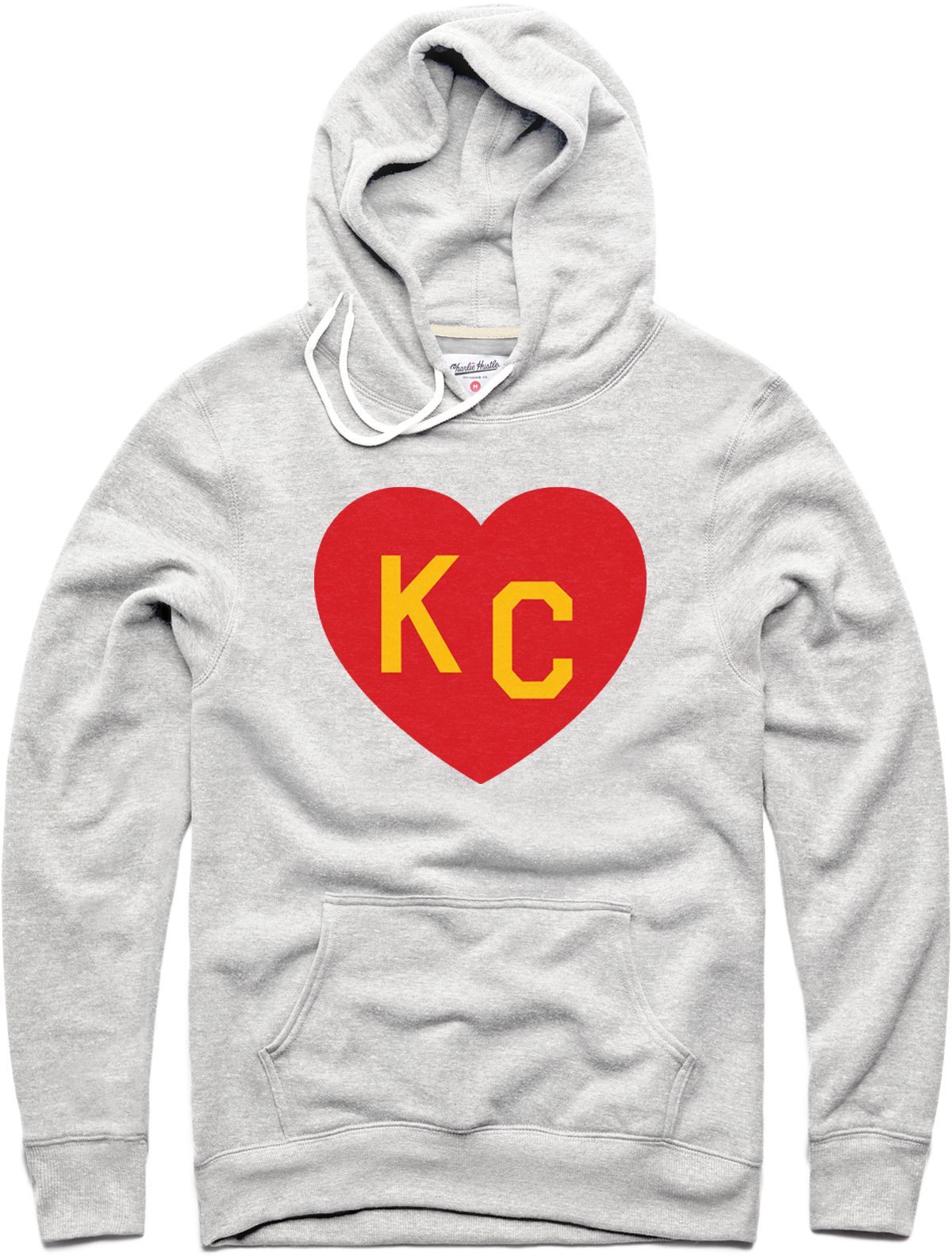 Charlie Hustle KC Red Heart Heather Grey Pullover Hoodie