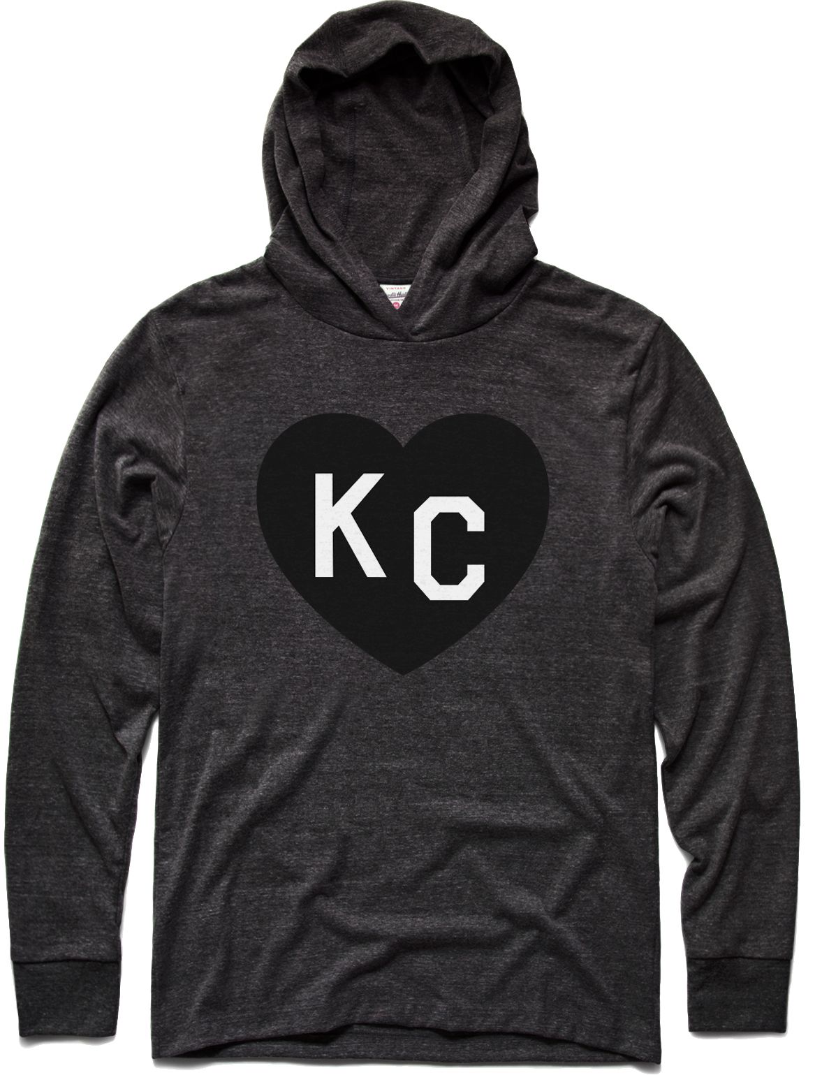 Charlie Hustle KC Heart Vintage Black Pullover Sweatshirt