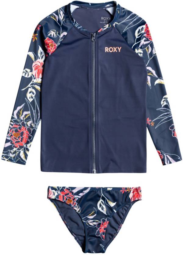 Roxy Girls' Bright Moonlight Zip-Up UPF 50 Rash Guard