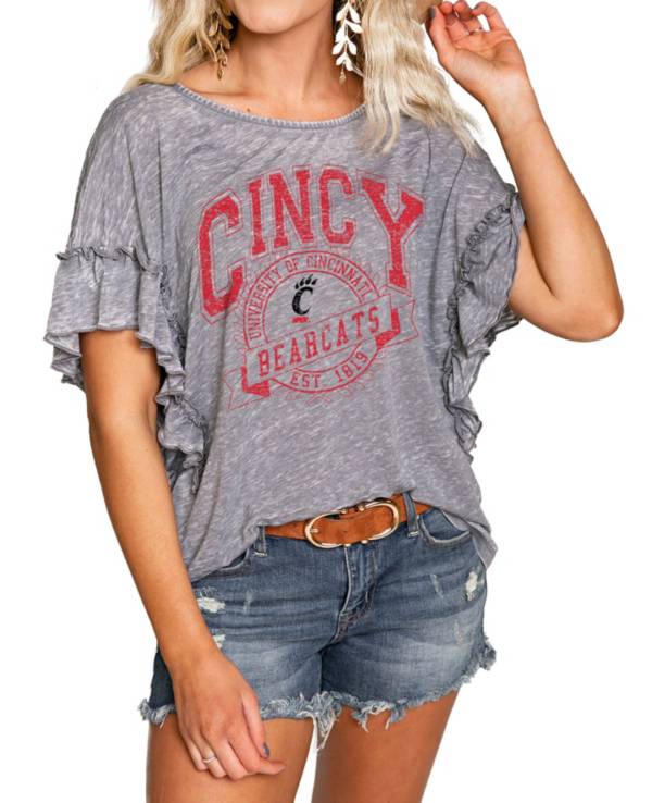 Gameday Couture Cincinnati Bearcats Grey Ruffle T-Shirt