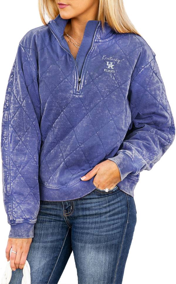 Gameday Couture Kentucky Wildcats Blue Acid Wash Quilted Quarter-Zip Pullover Sweatshirt