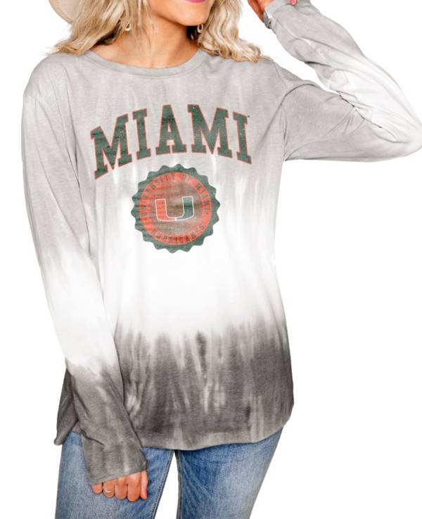 Gameday Couture Miami Hurricanes White Dip Dye Long Sleeve T-Shirt