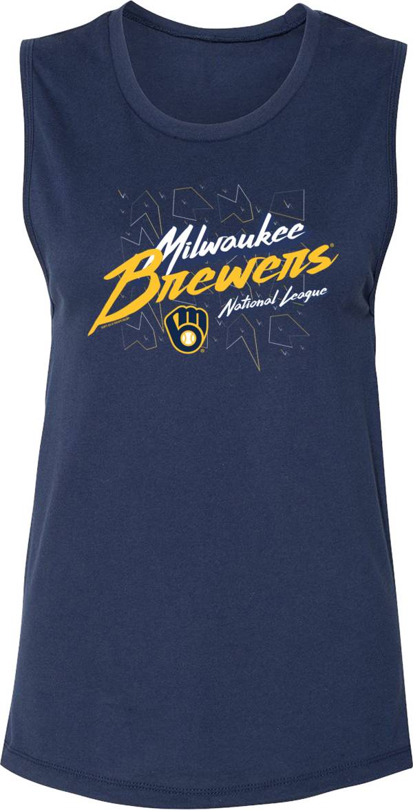 Soft As A Grape Women's Milwaukee Brewers Navy Muscle Tank Top