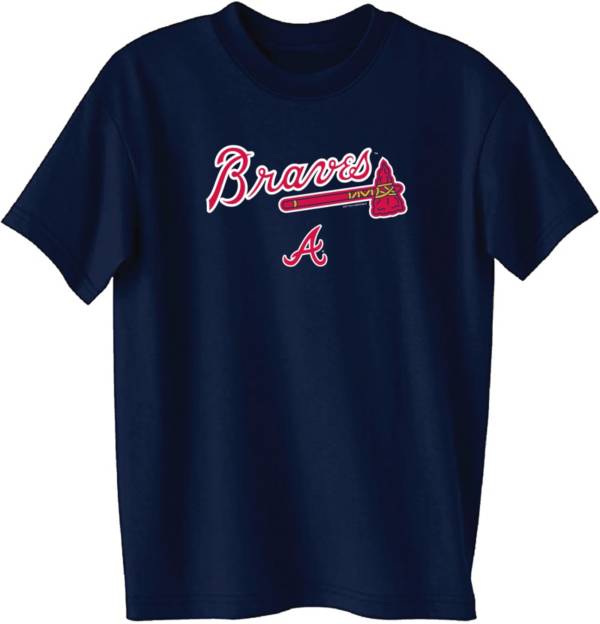 Soft As A Grape Youth Atlanta Braves Navy Wordmark T-Shirt