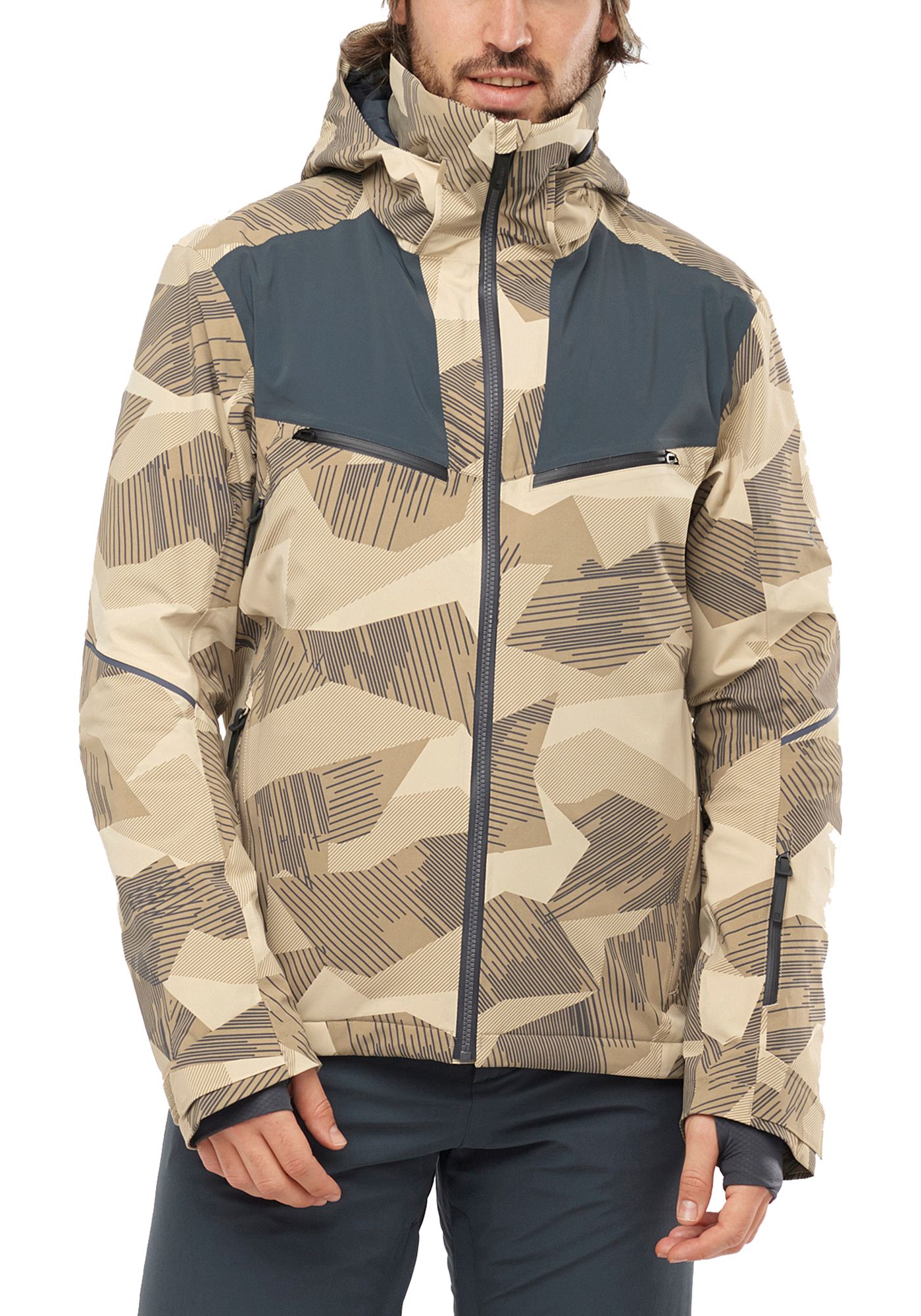 Salomon Men s Brilliant Jacket Medium Roasted Cashew Print