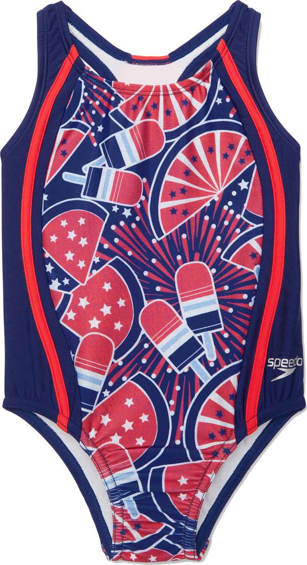 Speedo Toddler Printed Sport Splice One Piece Swimsuit