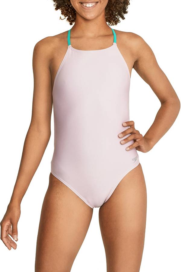 Speedo Women's Solid T-Back One Piece Swimsuit at
