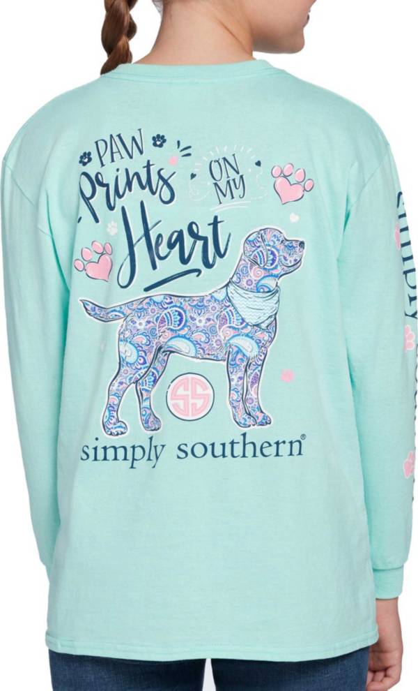 Simply Southern Girls' Long Sleeve Paw Prints Graphic T-Shirt product image