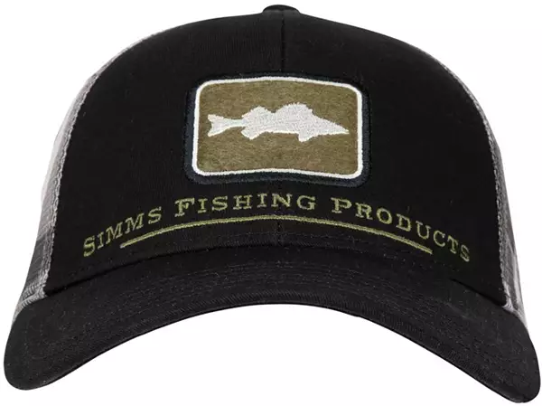 Simms Fishing Hat Green Woodland Camo Mesh Trucker Snapback Cap