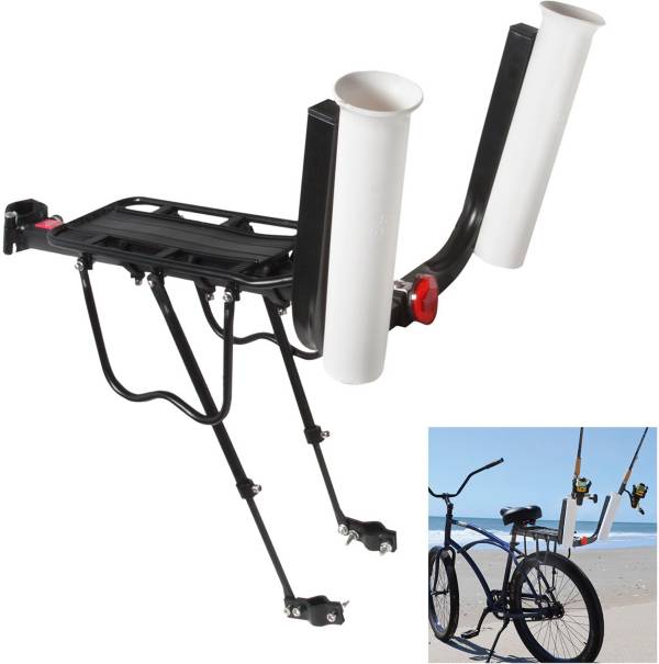 Fishing Rod Holder, Secures Fishing Pole to Bicycle,2 Tubes Rod Holder,  Holds 2 Rods, Easy to Mount, Rod Rack for Bicycle Fishing