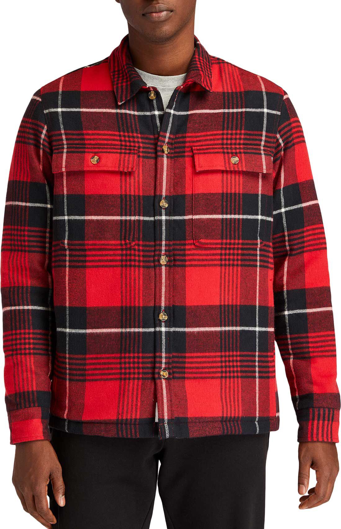 field & stream men's quilted flannel hooded jacket