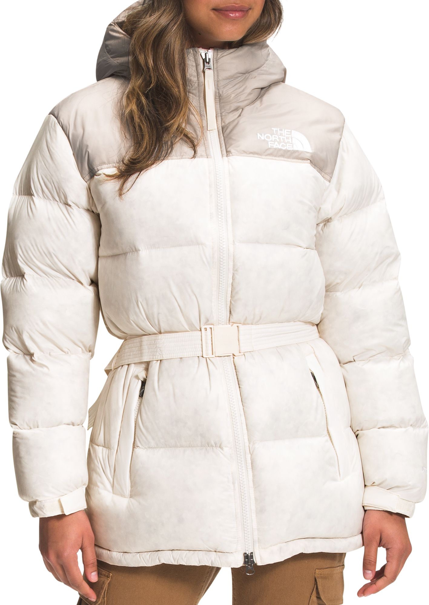 north face mid length down jacket