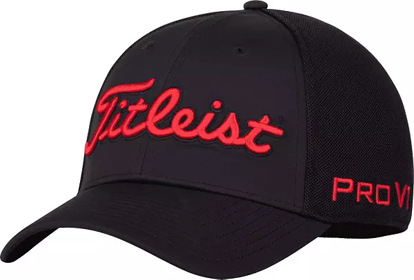 Titleist Tour Sports Mesh Staff Hat Black/Red Small/Medium