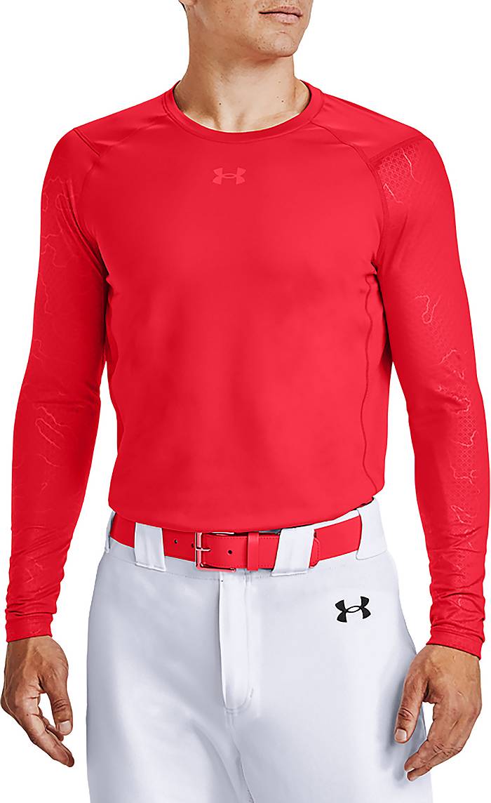 Under Armour Men's Baseball ColdGear Long Sleeve Shirt, XL, Red