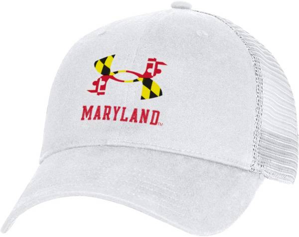 Under Armour Men's Maryland Terrapins White Washed Adjustable Trucker Hat