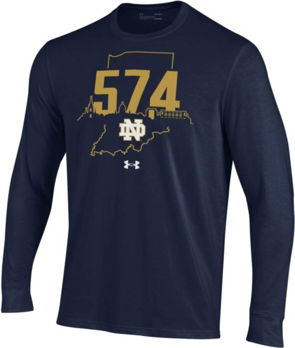 Under Armour Men's Notre Dame Fighting Irish Navy ‘574' Area Code Long Sleeve T-Shirt product image