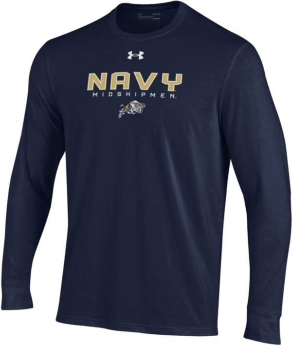 Under Armour Men's Navy Midshipmen Navy Performance Cotton Long Sleeve T-Shirt