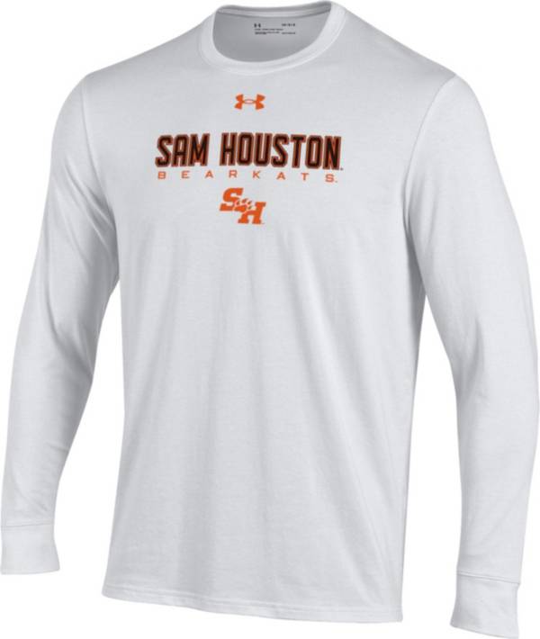 Under Armour Men's Sam Houston Bearkats White Performance Cotton Long Sleeve T-Shirt