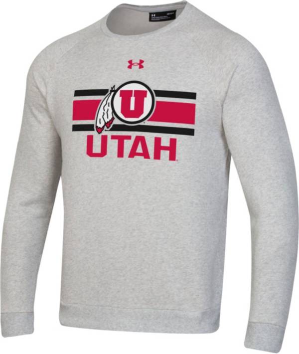 Under Armour Men's Utah Utes Grey All Day Crew Pullover Sweatshirt