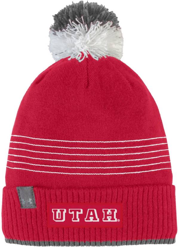Under Armour Men's Utah Utes Crimson Pom Knit Beanie