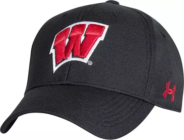 Under Armour Men's Wisconsin Badgers Black Adjustable Hat