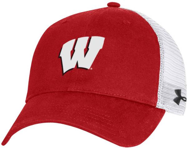 Under Armour Men's Wisconsin Badgers Red Cotton Adjustable Trucker Hat