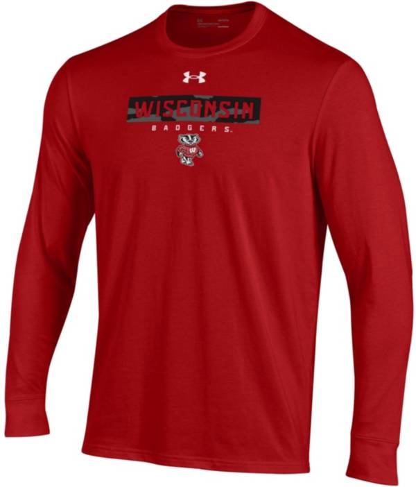 Under Armour Men's Wisconsin Badgers Red Performance Cotton Long Sleeve T-Shirt