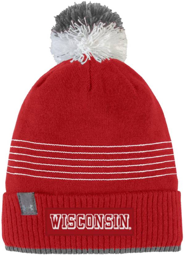 Under Armour Men's Wisconsin Badgers Red Pom Knit Beanie product image