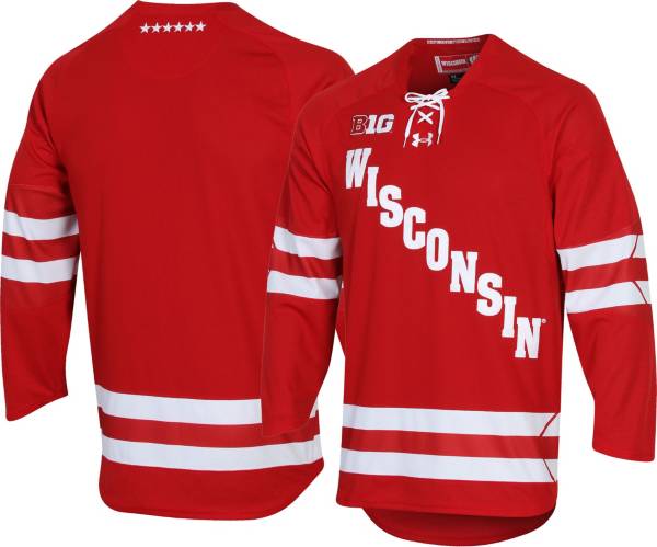 Under Armour Men's Wisconsin Badgers Red Replica Hockey Jersey product image