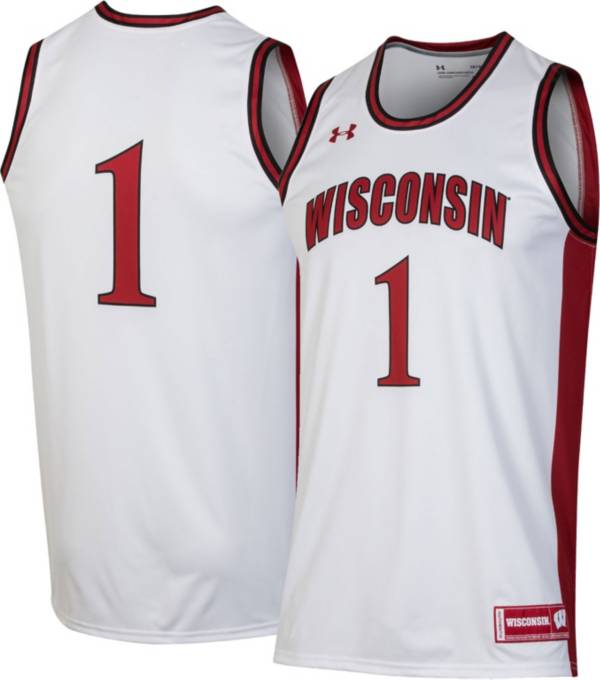 Under Armour Men's Wisconsin Badgers #1 White Replica Basketball Jersey