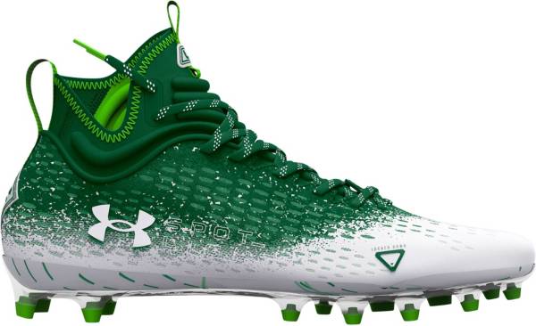 Green and white under armour football on sale cleats