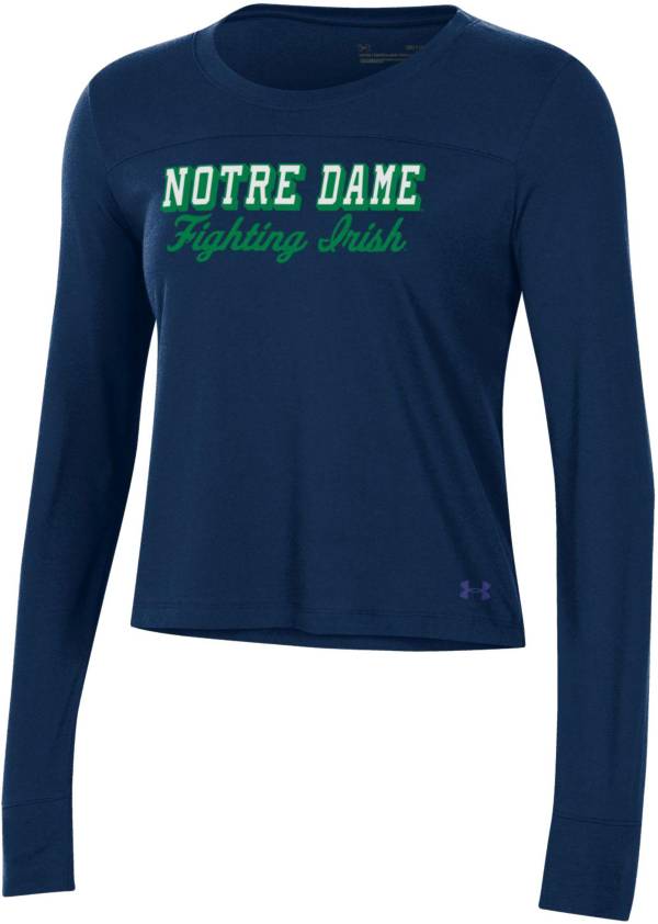 Under Armour Women's Notre Dame Fighting Irish Navy Performance Cotton Long Sleeve T-Shirt product image