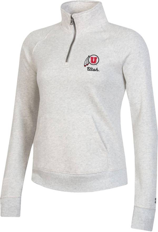 Under Armour Women's Utah Utes Grey All Day Quarter-Zip Pullover Shirt