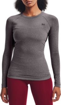 Under Armour Coldgear Fitted Gray Black Long Sleeve Shirt Women s Size Small