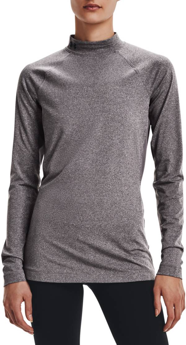 Under Armour Athletic Top Womens Cold Gear Fitted Gray Crew Neck