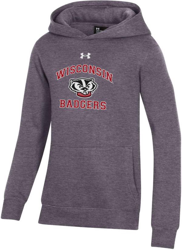 Under Armour Youth Wisconsin Badgers Grey All Day Pullover Hoodie product image
