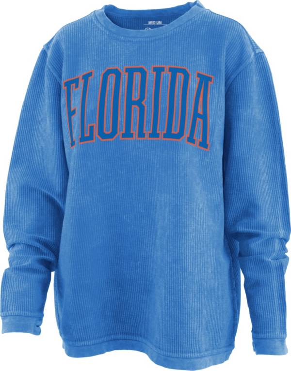 Pressbox Women's Florida Gators Blue Corded Crew Pullover Sweatshirt